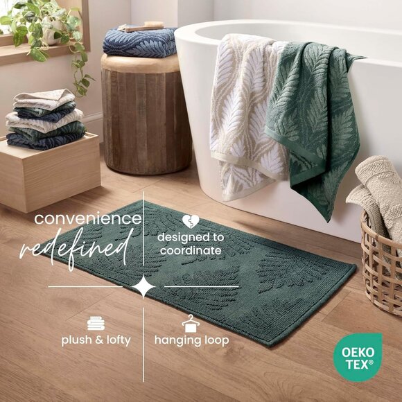 Restore Fern Ogee Bath Towel - 30"x56" Sage - Soft, Quick Dry Luxury - Picture 6 of 7